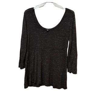 Lily Rose Long Sleeve Scoop Neck Heathered Gray Top Women's Size Medium 1535